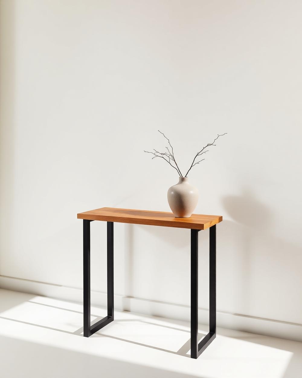 Oak + Blackened Steel Console